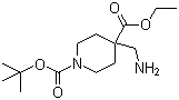 1-(叔丁氧羰基)-4-氨基甲基哌啶-4-羧酸乙酯分子结构 (CAS 1016258-69-7)