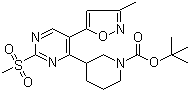 CAS 登录号：1017793-03-1, 3-[5-(3-甲基-5-异恶唑基)-2-(甲磺酰基)-4-嘧啶基]-1-哌啶羧酸叔丁酯