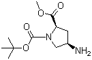 (2R,4R)-rel-4-氨基-1,2-吡咯烷二羧酸 1-叔丁酯 2-甲酯分子结构 (CAS 1018667-18-9)