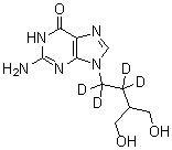 CAS # 1020719-72-5, 2-Amino-1,9-dihydro-9-[4-hydroxy-3-(hydroxymethyl)butyl-3,3,4,4-d<sub>4</sub>]-6H-purin-6-one