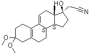 (17alpha)-17-羟基-3,3-二甲氧基-19-去甲孕甾-5(10),9(11)-二烯-21-腈分子结构 (CAS 102193-41-9)