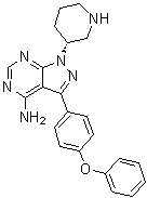 (R)-3-(4-苯氧基苯基)-1-(哌啶-3-基)-1H-吡唑并[3,4-d]嘧啶-4-胺分子结构 (CAS 1022150-12-4)