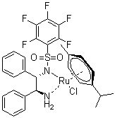 structure of CAS# 1026995-72-1, Chloro[[(1S,2S)-(+)-2-amino-1,2-diphenylethyl](pentafluorophenylsulfonyl)amido](p-cymene)ruthenium(II)