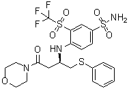4-[[(1R)-3-(4-吗啉基)-3-氧代-1-[(苯硫基)甲基]丙基]氨基]-3-[(三氟甲基)磺酰基]苯磺酰胺分子结构 (CAS 1027345-11-4)