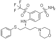 CAS # 1027345-12-5, 4-[[(R)-3-(Morpholin-4-yl)-1-[(phenylsulfanyl)methyl]propyl]amino]-3-trifluoromethylsulfonylbenzenesulfonamide