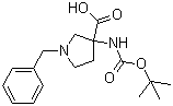 3-[(叔丁氧羰基)氨基]-1-(苯基甲基)-3-吡咯烷羧酸分子结构 (CAS 1027511-74-5)