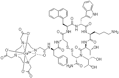 CAS # 1027785-95-0, [N-[2-[4,7,10-Tris[(carboxy)methyl]-1,4,7,10-tetraazacyclododec-1-yl]acetyl]-D-phenylalanyl-L-cysteinyl-3-(1-naphthalenyl)-L-alanyl-D-tryptophyl-L-lysyl-L-threonyl-N-[(1R,2R)-2-hydroxy-1-(hydroxymethyl)propyl]-L-cysteinamide cyclic (2→7)-disulfidato]gallium