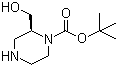 (S)-2-(羟甲基)哌嗪-1-羧酸叔丁酯分子结构 (CAS 1030377-21-9)