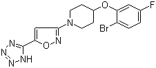 CAS # 1030613-40-1, MK-8245, 4-(2-Bromo-5-fluorophenoxy)-1-[5-(2H-tetrazol-5-yl)-3-isoxazolyl]piperidine