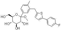 甲基 1-C-[3-[[5-(4-氟苯基)-2-噻吩基]甲基]-4-甲基苯基]-D-吡喃葡萄糖苷分子结构 (CAS 1030825-21-8)