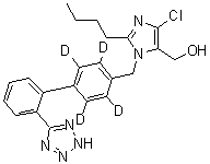 structure of CAS# 1030937-27-9, 2-丁基-4-氯-1-[[2'-(2H-四唑-5-基)-2,3,5,6-四氘代联苯-4-基]甲基]-1H-咪唑-5-甲醇