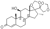 11beta-羟基-16alpha-甲基-17,20:20,21-二(亚甲二氧基)-孕甾-4-烯-3-酮分子结构 (CAS 103094-10-6)