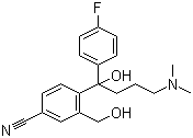 4-(4-二甲胺基-1-对氟苯基-1-羟基丁基)-3-(羟甲基)苯腈分子结构 (CAS 103146-25-4)