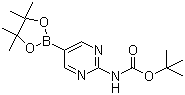 structure of CAS# 1032758-88-5, [2-(叔丁氧羰基氨基)嘧啶-5-基]硼酸频哪醇酯