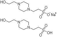 structure of CAS# 103404-87-1, 4-(2-羟乙基)-1-哌嗪乙烷磺酸半钠盐