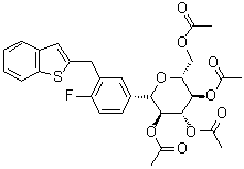 (1S)-1,5-脱水-1-C-[3-(苯并[b]噻吩-2-基甲基)-4-氟苯基]-D-山梨糖醇 2,3,4,6-四乙酸酯分子结构 (CAS 1034305-21-9)