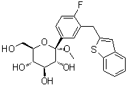 structure of CAS# 1034305-23-1, Methyl 1-C-[3-(benzo[b]thien-2-ylmethyl)-4-fluorophenyl]-alpha-D-glucopyranoside