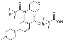structure of CAS# 1034975-62-6, 4-(4-Methyl-1-piperazinyl)-2-[(4-tetrahydropyranyl)(2,2,2-trifluoroacetyl)amino]benzoic Acid Trifluoroacetate