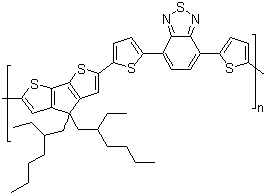 聚[[4,4-双(2-乙基己基)-4H-环戊并[2,1-b:3,4-b']二噻吩-2,6-二基]-2,5-噻吩二基-2,1,3-苯并噻二唑-4,7-二基-2,5-噻吩二基]分子结构 (CAS 1035681-83-4)