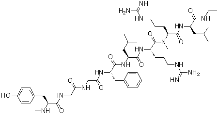 CAS # 103613-84-9, N-Methyl-L-tyrosylglycylglycyl-L-phenylalanyl-L-leucyl-L-arginyl-N2-methyl-L-arginyl-N-ethyl-D-leucinamide, N-Methyl-7-(N2-methyl-L-arginine)-8-(N-ethyl-D-leucinamide)-1-8-dynorphin B (swine)