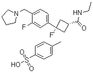 CAS 登录号：1039399-17-1, 反式-N-乙基-3-氟-3-[3-氟-4-(1-吡咯烷基甲基)苯基]-环丁烷甲酰胺 4-甲基苯磺酸盐