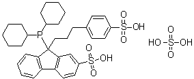 structure of CAS# 1039775-34-2, 9-(Dicyclohexylphosphino)-9-[3-(4-sulfophenyl)propyl]-9H-fluorene-2-sulfonic acid sulfate (1:1)