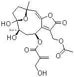 2-(羟基甲基)-2-丙烯酸(4S,6R,7S,10R)-3-[(乙酰氧基)甲基]-2,4,5,6,7,8,9,10-八氢-6,7-二羟基-6,10-二甲基-2-氧代-7,10-环氧(11E)-环癸五烯并[b]呋喃-4-基酯分子结构 (CAS 103994-39-4)