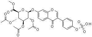 4-氧代-3-[4-(磺基氧基)苯基]-4H-1-苯并吡喃-7-基 beta-D-吡喃葡糖苷酸 6-甲酯 2,3,4-三乙酸酯分子结构 (CAS 1041261-16-8)