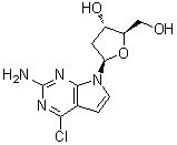 4-氯-7-(2-脱氧-beta-D-赤式-呋喃戊糖基)-7H-吡咯并[2,3-d]嘧啶-2-胺分子结构 (CAS 104291-17-0)