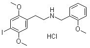 4-碘-2,5-二甲氧基-N-[(2-甲氧基苯基)甲基]苯乙胺盐酸盐分子结构 (CAS 1043868-97-8)