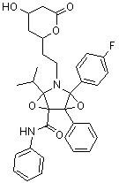 CAS # 1046118-40-4, 4-(4-Fluorophenyl)-6-(1-methylethyl)-N,2-diphenyl-5-[2-(tetrahydro-4-hydroxy-6-oxo-2H-pyran-2-yl)ethyl]-3,7-dioxa-5-azatricyclo[4.1.0.0(2,4)]heptane-1-carboxamide