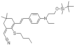 (2E)-2-[2-(丁硫基)-3-[(1E)-2-[4-[[2-[[(叔丁基)二甲基硅烷基]氧基]乙基]乙基氨基]苯基]乙烯基]-5,5-二甲基-2-环己烯-1-亚基]-乙腈分子结构 (CAS 1048688-76-1)