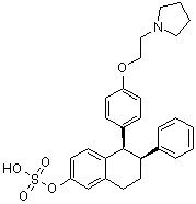 CAS 登录号：1048953-96-3, (5R,6S)-5,6,7,8-四氢-6-苯基-5-[4-[2-(1-吡咯烷基)乙氧基]苯基]-2-萘酚硫酸酯