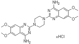 2,2'-(1,4-哌嗪二基)二[6,7-二甲氧基-4-喹唑啉胺]盐酸盐分子结构 (CAS 104965-50-6)