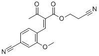 (Z)-2-氰基乙基2-(4-氰基-2-甲氧基苄亚基)-3-氧代丁酸酯分子结构 (CAS 1050477-39-8)