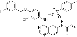 N-[4-[[3-氯-4-[(3-氟苯基)甲氧基]苯基]氨基]-6-喹唑啉基]-2-丙烯酰胺对甲苯磺酸盐分子结构 (CAS 1050500-29-2)