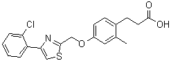 CAS # 1050506-87-0, 4-[[4-(2-Chlorophenyl)-2-thiazolyl]methoxy]-2-methylbenzenepropanoic acid