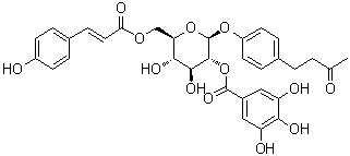 CAS 登录号：105274-16-6, 4-[4-[[6-O-[(2E)-3-(4-羟基苯基)-1-氧代-2-丙烯-1-基]-2-O-(3,4,5-三羟基苯甲酰基)-beta-D-吡喃葡萄糖基]氧基]苯基]-2-丁酮