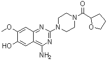 structure of CAS# 105356-89-6, 1-(4-氨基-6-羟基-7-甲氧基-2-喹唑啉基)-4-[(四氢-2-呋喃基)羰基]哌嗪
