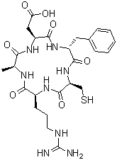 环(L-丙氨酰-L-alpha-天冬氨酰-D-苯丙氨酰-L-半胱氨酰-L-精氨酰)分子结构 (CAS 1055991-02-0)