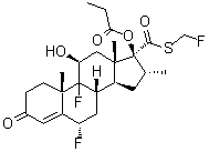 (6alpha,11beta,16alpha,17alpha)-6,9-二氟-11-羟基-16-甲基-3-氧代-17-(1-氧代丙氧基)-雄甾-4-烯-17-硫代羧酸 S-(氟甲基)酯分子结构 (CAS 105613-90-9)