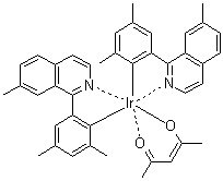 CAS 登录号：1056875-79-6, 二[2,4-二甲基-6-(7-甲基-1-异喹啉基)苯基](2,4-戊二酮)铱
