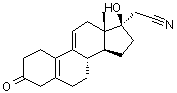 (17alpha)-17-羟基-3-氧代-19-去甲孕甾-5(10),9(11)-二烯-21-腈分子结构 (CAS 106111-42-6)
