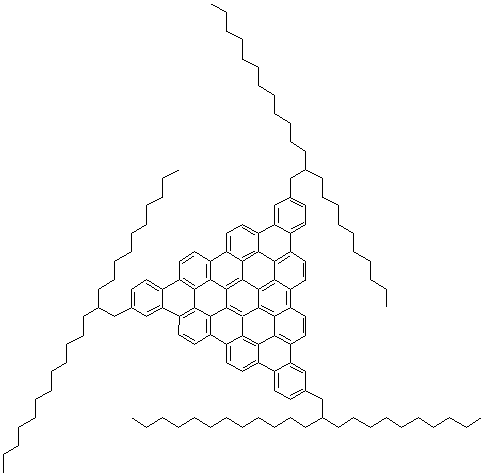 2,10,18-三(2-癸基十四烷基)-苯并[o]二苯并菲并[2,1,12,11-efghi:2',1',12',11'-uvabc]卵苯分子结构 (CAS 1061170-68-0)
