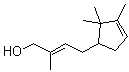 CAS 登录号：106155-02-6, (2E)-2-甲基-4-(2,2,3-三甲基-3-环戊烯-1-基)-2-丁烯-1-醇