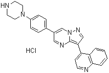 4-[6-[4-(1-哌嗪基)苯基]吡唑并[1,5-a]嘧啶-3-基]喹啉盐酸盐分子结构 (CAS 1062368-62-0)