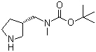 N-甲基-N-[(3S)-3-吡咯烷基甲基]氨基甲酸叔丁酯分子结构 (CAS 1064052-00-1)