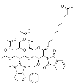 9-[[2-脱氧-2-(1,3-二氢-1,3-二氧代-2H-异吲哚-2-基)-3-O-(苯基甲基)-4-O-[3,4,6-三-O-乙酰基-2-脱氧-2-(1,3-二氢-1,3-二氧代-2H-异吲哚-2-基)-beta-D-吡喃葡萄糖基]-beta-D-吡喃葡萄糖基]氧基]壬酸甲酯分子结构 (CAS 106445-30-1)