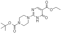 2-[4-[叔丁氧羰基]-1-哌嗪基]-1,6-二氢-6-氧代-5-嘧啶羧酸乙酯分子结构 (CAS 1065074-31-8)