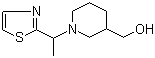 1-[1-(2-噻唑基)乙基]-3-哌啶甲醇分子结构 (CAS 1065484-60-7)
